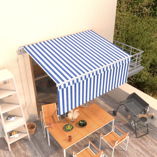 vidaXL Automatická markíza s tienidlom 3,5x2,5m modro-biela