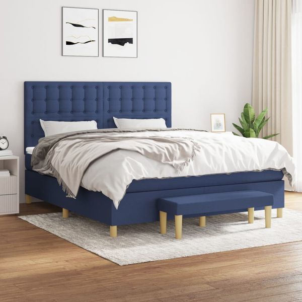 vidaXL Posteľný rám boxspring s matracom modrý 160x200 cm látka