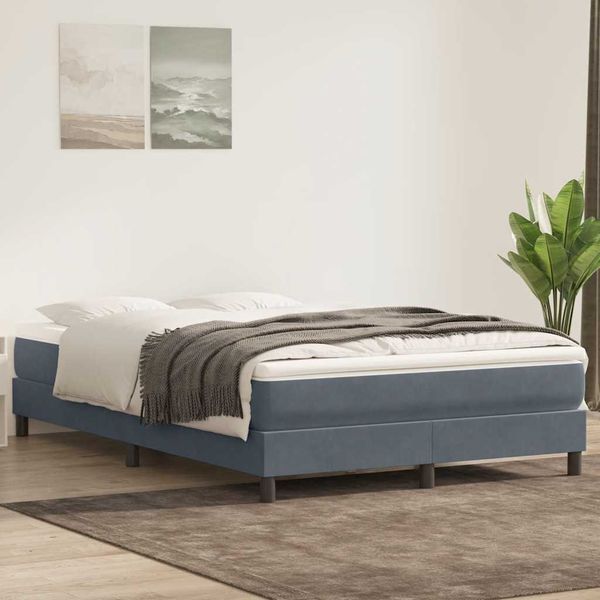 vidaXL Box Spring Posteľ s matracom Tmavosivá 160x220 cm Zamat