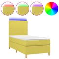 vidaXL Posteľ boxsping s matracom a LED zelená 100x200 cm látka