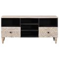 vidaXL TV skrinka Biela 100 x 33,5 x 46 cm Masívne mango drevo