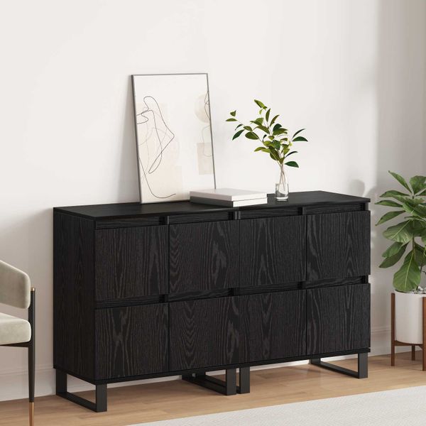 vidaXL Servírovacia skriňa 2 pcs Čierny dub 60 x 35 x 70 cm