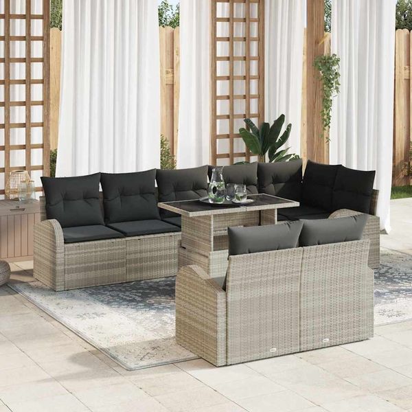 vidaXL Súprava záhradných pohoviek 9 pcs Svetlosivá Poly ratan