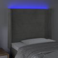 vidaXL Čelo postele s LED bledosivé 103x16x118/128 cm zamat
