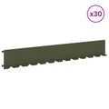 vidaXL Obrubník trávnika 30 ks 102 x 15 x 4 cm Oceľ Olivovo zelená
