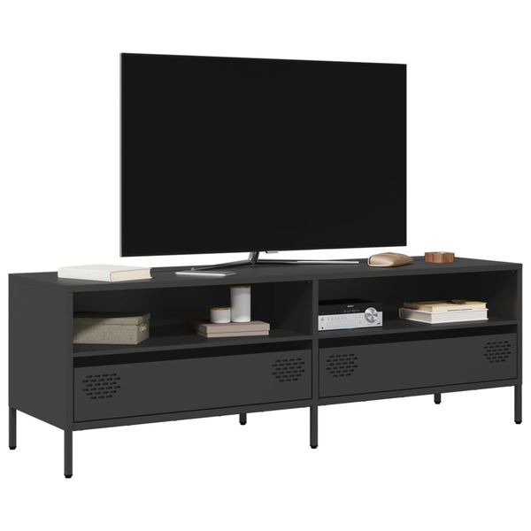 vidaXL TV skrinka čierna 135x39x43,5 cm oceľ valcovaná za studena