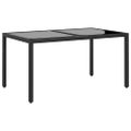 vidaXL Záhradný stôl 150x90x75 cm tvrdené sklo a polyratan čierny