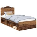 vidaXL Rám postele Staré drevo 90 x 190 cm Masívne borovicové drevo