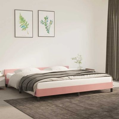 vidaXL Rám postele s čelom bez matraca ružový 200x200 cm zamat