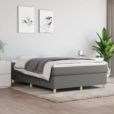 vidaXL Posteľný rám s boxspringom tmavosivá 140x200 cm látka