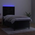vidaXL Posteľ boxsping s matracom a LED čierna 90x200 cm zamat