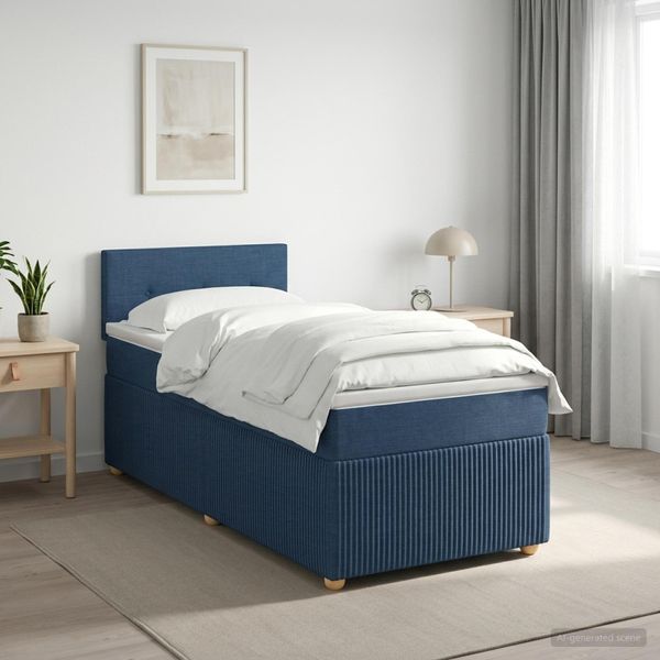 vidaXL Posteľ boxspring s matracom Modrá 90 x 190 cm Látka