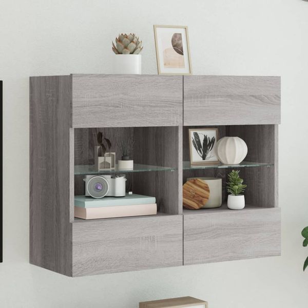 vidaXL TV nástenná skrinka s LED svetlami sivá sonoma 78,5x30x60,5 cm