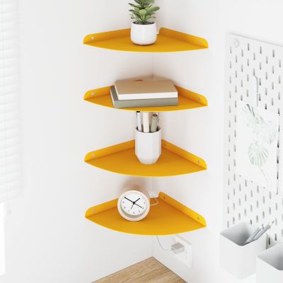 vidaXL Závesná polica s poličkou 4 pcs Horčicová žltá 24 x 24 x 2 cm