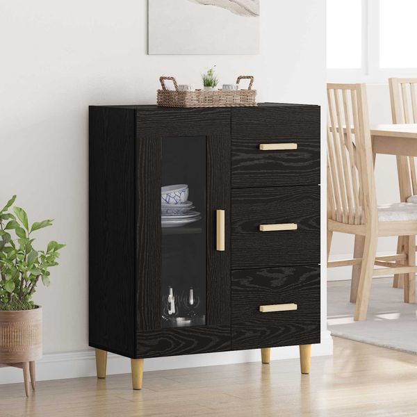 vidaXL Servírovacia skriňa so zásuvkou Čierny dub 69,5 x 34 x 90 cm
