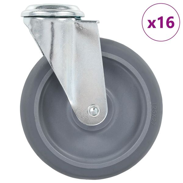 vidaXL Otočné kolieska s otvorom na skrutku 16 ks 125 mm