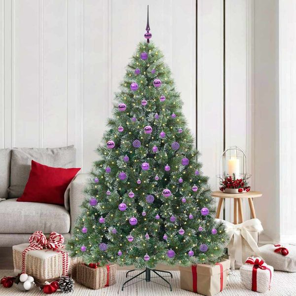 vidaXL Umelý vianočný stromček s 300 LED-i Zelená 180 cm PE a PVC