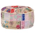 vidaXL Patchwork taburetka z bavlny okrúhla 40x20 cm béžová