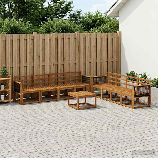 vidaXL Záhradná súprava gaučov 7 pcs Prírodná Pevné akáciové drevo