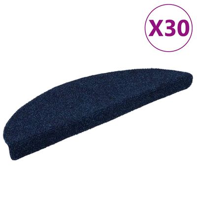 vidaXL Schodové rohože, samolepiace, 30 ks, 56x17x3 cm, námornícke, polkruhové