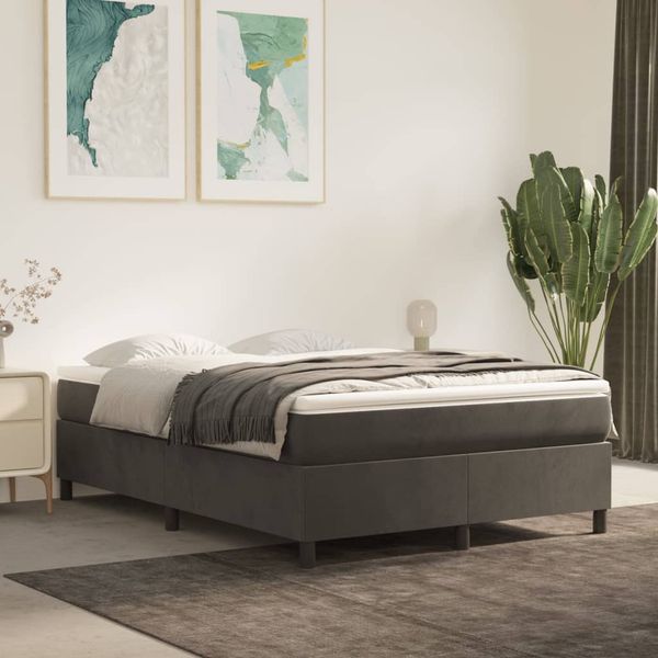 vidaXL Posteľný rám boxspring s matracom tmavosivý 140x190 cm zamat