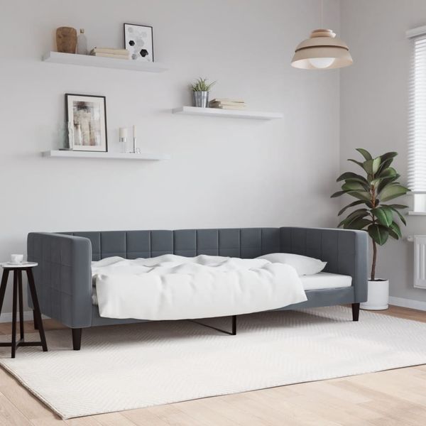 vidaXL Denná posteľ tmavosivá 90x200 cm zamat