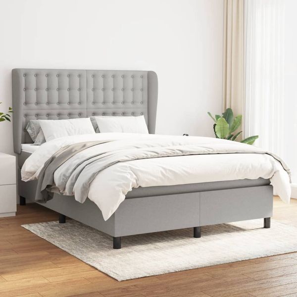 vidaXL Boxspring posteľ s matracom bledosivý 140x190 cm látka