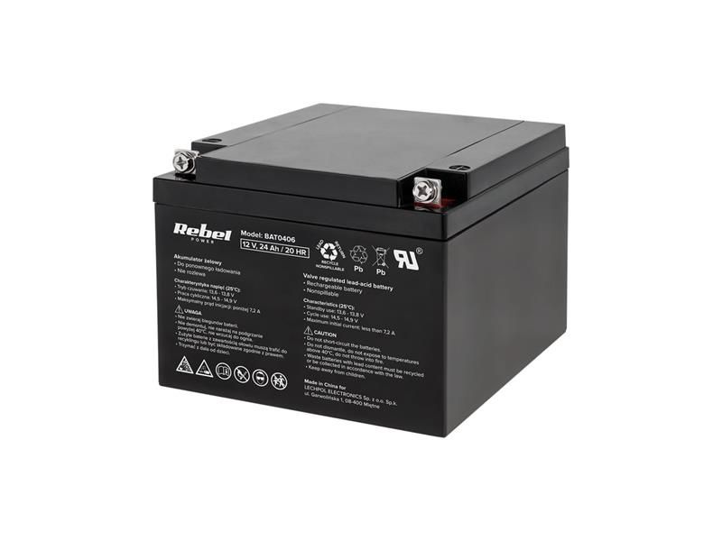 Baterie olověná 12V 24Ah REBEL BAT0406