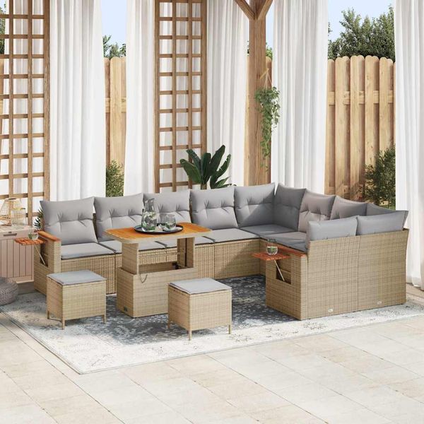 vidaXL Súprava záhradných pohoviek 13 pcs Beige a svetlo šedá
