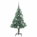 vidaXL Umelý vianočný stromček 150 LED, gule a vločky snehu 120 cm
