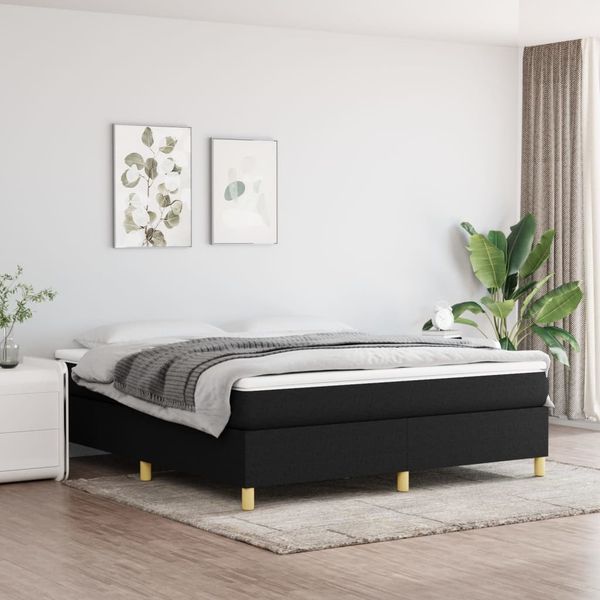 vidaXL Posteľný rám boxspring s matracom čierny 180x200 cm látka