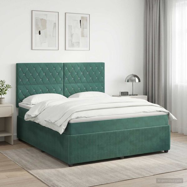 vidaXL Posteľ boxspring s matracom Tmavozelená 140 x 190 cm Zamat