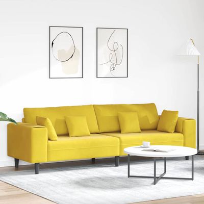 vidaXL Pohovka Žltá 250 x 77 x 76 cm Zamat