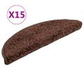 vidaXL Schodové rohože 15 ks 56x17x3 cm hnedé polkruhové