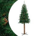 vidaXL Úzky vianočný stromček, pravé drevo a šišky, zelený 210 cm, PVC