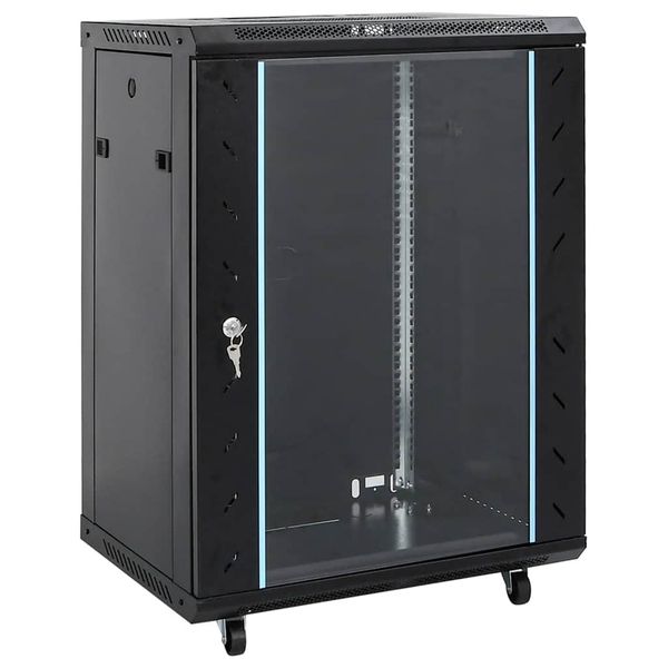 vidaXL 15U Nástenná serverová skriňa 19" IP20 čierna 60x45x86 cm