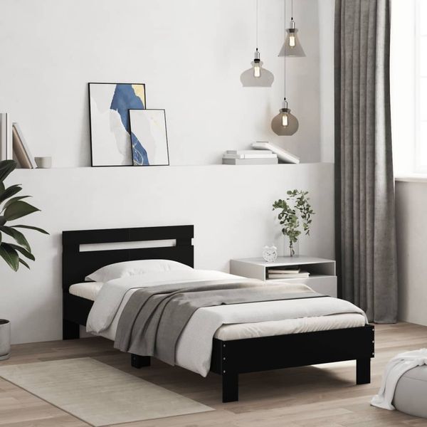 vidaXL Rám postele s čelom čierny 100x200 cm kompozitné drevo