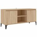 vidaXL TV stolík kovové nohy dub sonoma 103,5x35x50 cm
