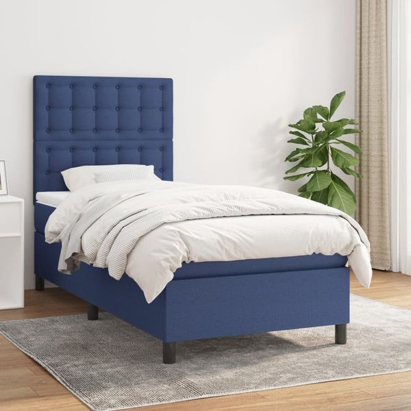 vidaXL Boxspring posteľ s matracom modrá 100x200 cm látka