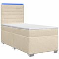 vidaXL Posteľ boxspring s matracom Krémová 90 x 190 cm Látka