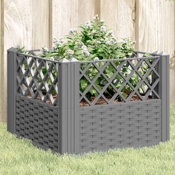 vidaXL Záhradný kvetináč s kolíkmi bledosivý 43,5x43,5x43,5 cm PP