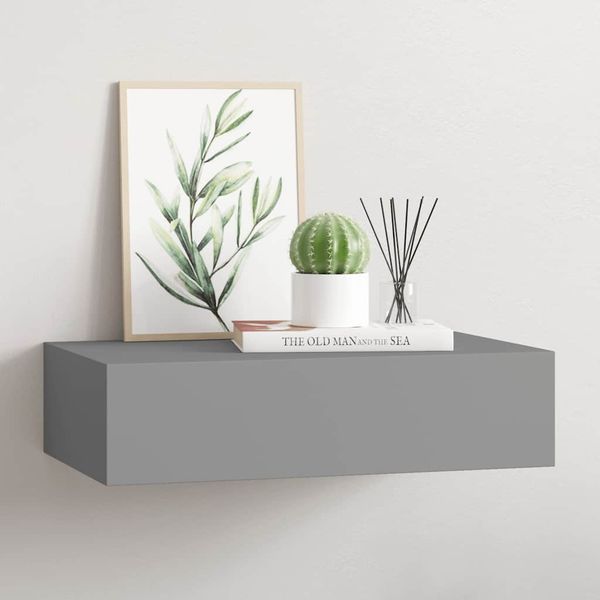 vidaXL Nástenná zásuvková polica sivá 40x23,5x10 cm MDF