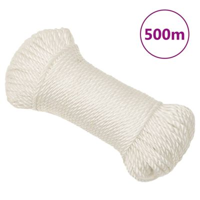 vidaXL Pracovné lano biele 3 mm 500 m polypropylén