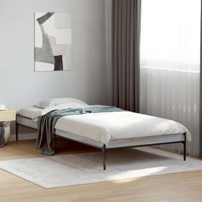 vidaXL Posteľný rám sivý sonoma 90x190 cm kompozitné drevo a kov