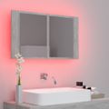 vidaXL LED kúpeľňová zrkadlová skrinka betónová sivá 80x12x45 cm akryl
