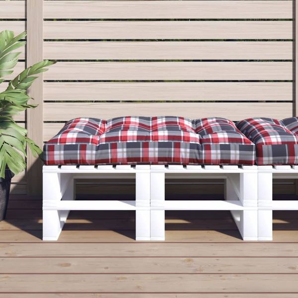 vidaXL Podložka na paletový nábytok, červené kocky 120x80x12 cm, látka