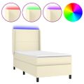 vidaXL Boxspring posteľ s matracom a LED krémová 100x200 cm umelá koža