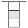 vidaXL Posuvné dvere s kovaním čierne 90x205 cm tvrdené sklo