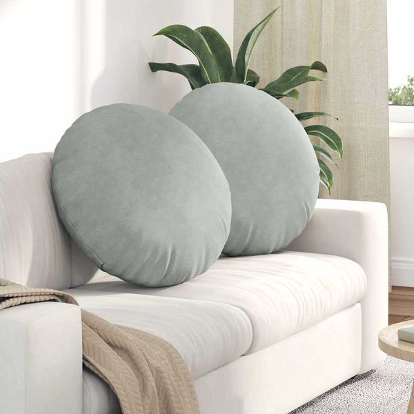 vidaXL Vankúše na sedenie 2 pcs Svetlosivá Ø60 x 21 cm Zamat