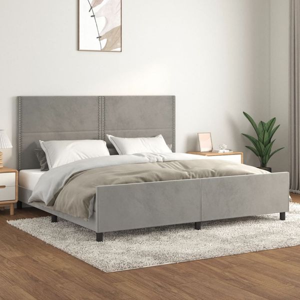 vidaXL Posteľ bez matraca bledosivá 200x200 cm zamat
